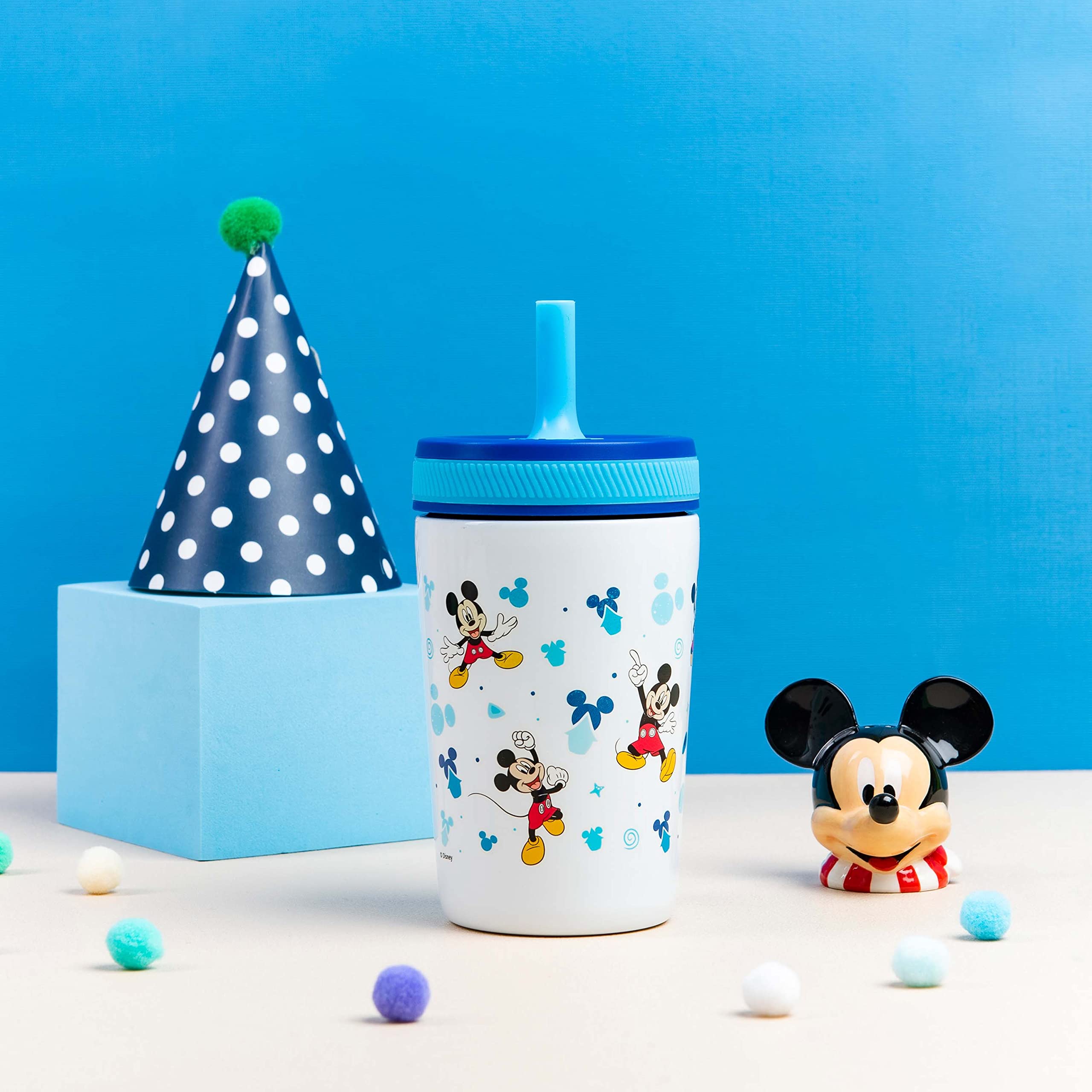 Zak Designs Disney Kelso Toddler Cups For Travel or At Home, 12oz Vacuum Insulated Stainless Steel Sippy Cup With Leak-Proof Design is Perfect For Kids (Mickey Mouse)