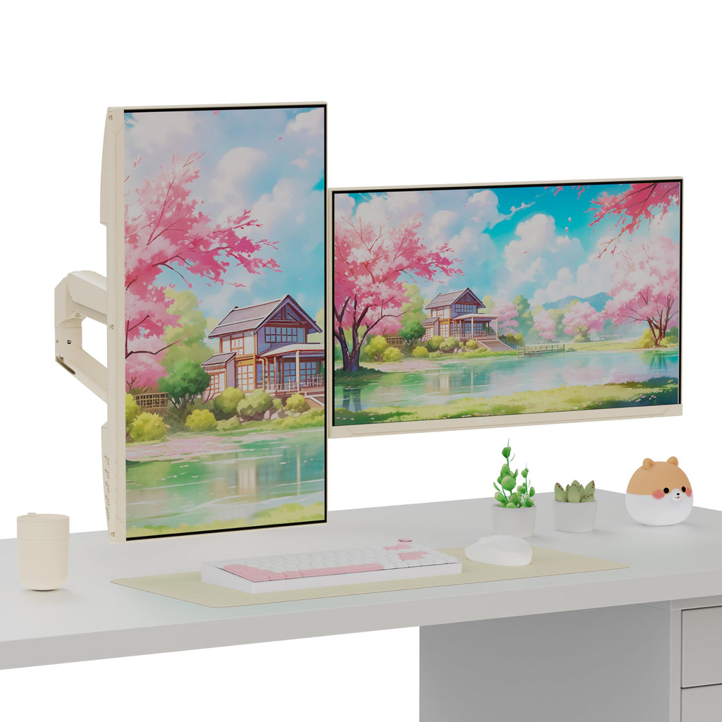 Pixio PS1S Wave Pink Single Monitor Arm Stand Desk Mount - Fits up to 32 inches Monitors and up to 19.8lbs. VESA Compatibility and Integrated Cable Management