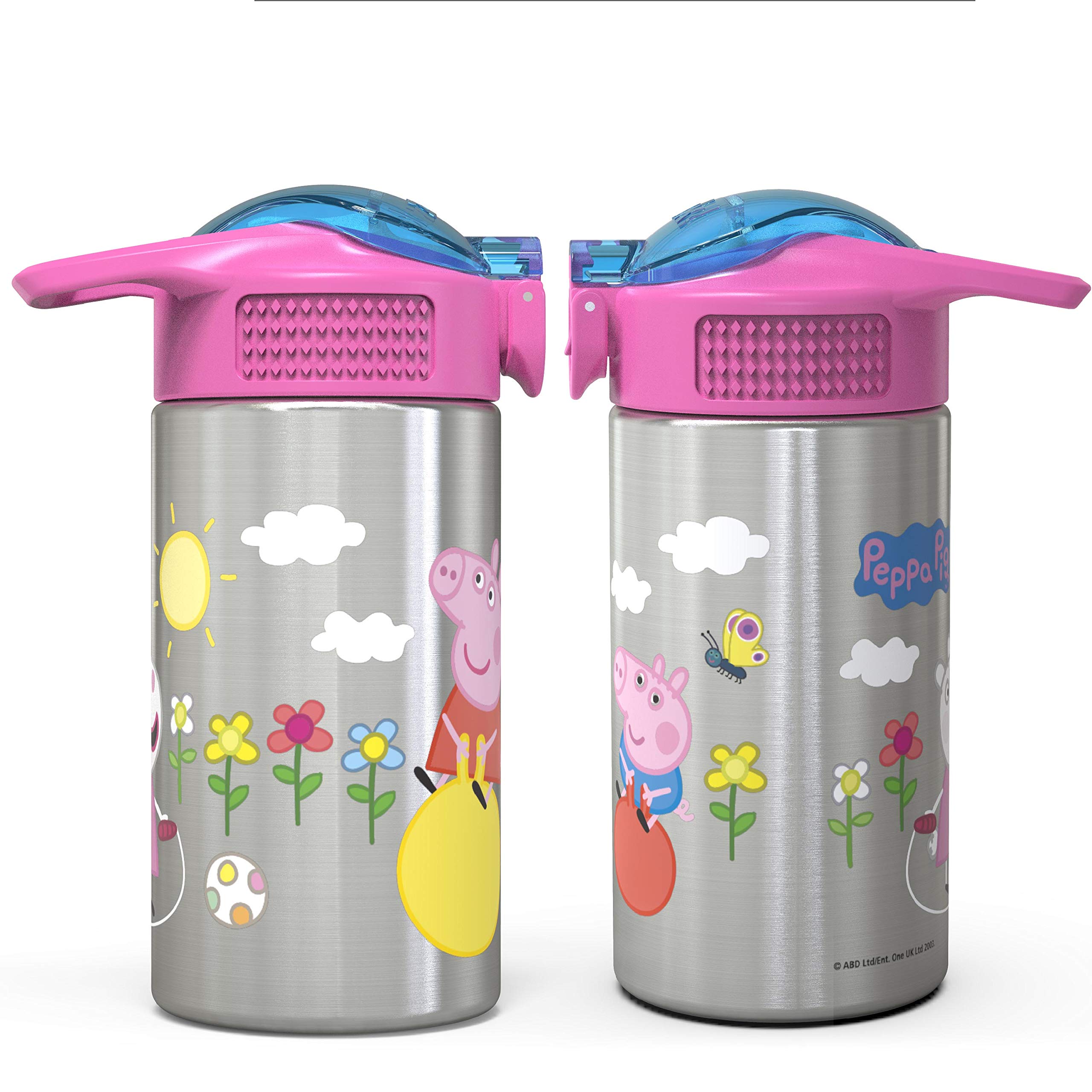 Zak Designs Disney Cars 3 - Stainless Steel Water Bottle with One Hand Operation Action Lid and Built-in Carrying Loop, Kids Water Bottle with Straw Spout is Perfect for Kids (15.5 oz, 18/8)