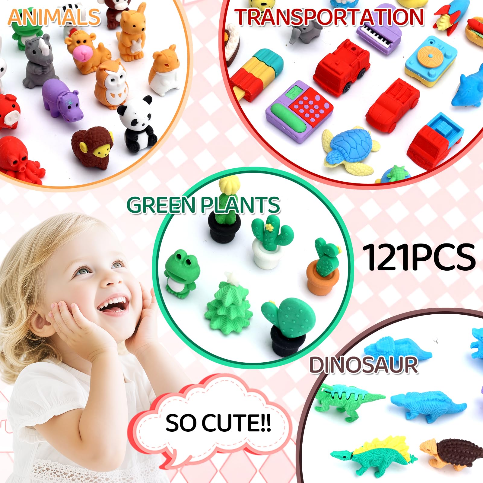 60Pcs Animal Erasers Desk Pets for Kids Animal Pencil Erasers Bulk Puzzle Eraser Toys Gifts for Classroom Prizes,Game Reward,Treasure Box,Easter Egg Fillers,Goodie Bag Stuffers,Party Favors