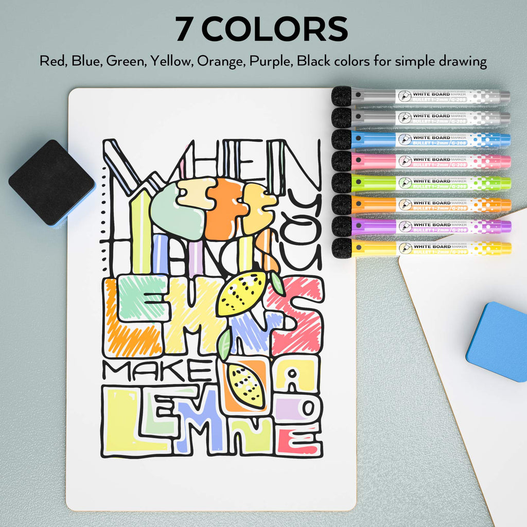 Nicpro Dry Erase Lap Board 9 x 12 inches 2 Pack Ruled Kid Double Sided Blank & Lined Small Lapboard with 8 Pens, 2 Eraser, Learning Mini Whiteboard Portable for Student and Classroom Use