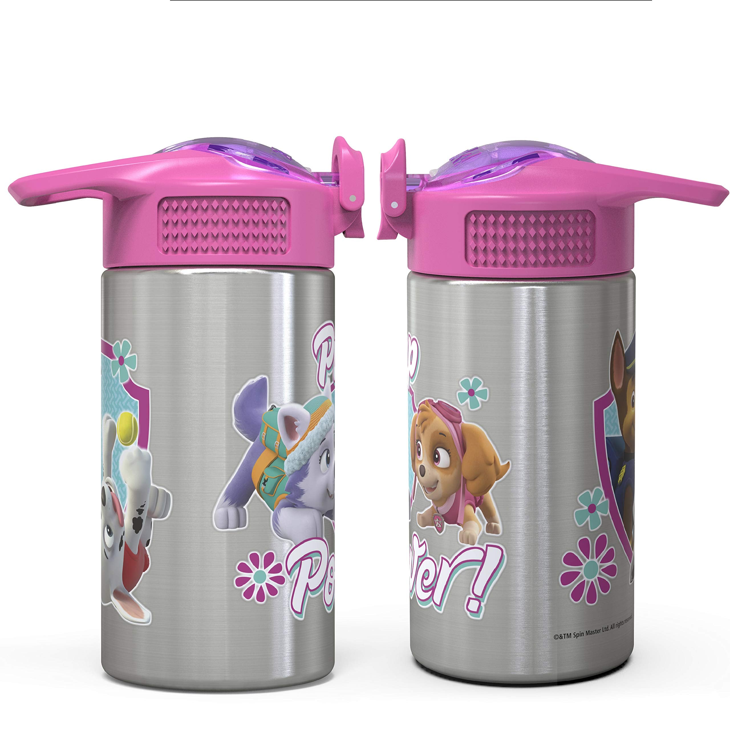 Zak Designs Disney Cars 3 - Stainless Steel Water Bottle with One Hand Operation Action Lid and Built-in Carrying Loop, Kids Water Bottle with Straw Spout is Perfect for Kids (15.5 oz, 18/8)