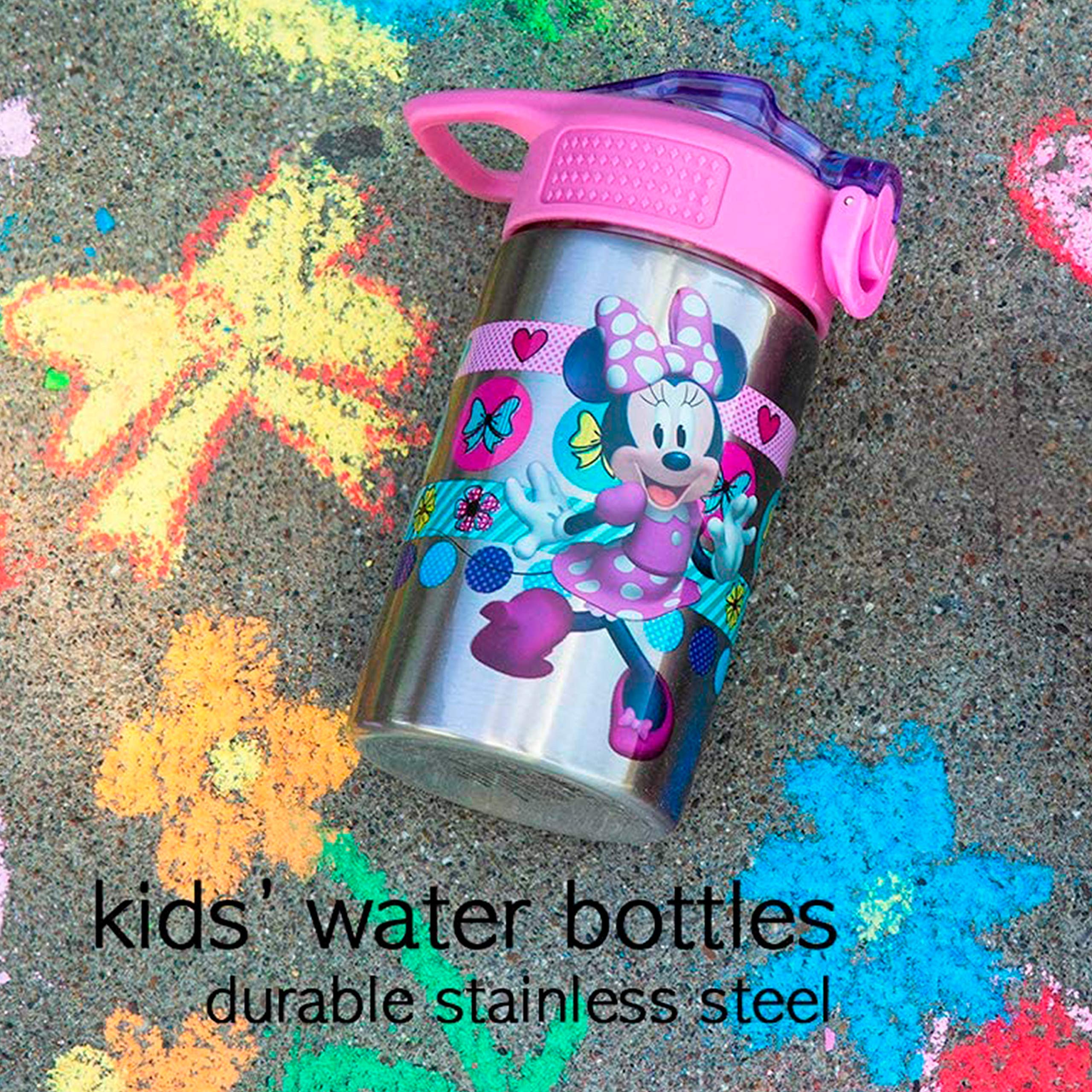 Zak Designs Disney Cars 3 - Stainless Steel Water Bottle with One Hand Operation Action Lid and Built-in Carrying Loop, Kids Water Bottle with Straw Spout is Perfect for Kids (15.5 oz, 18/8)